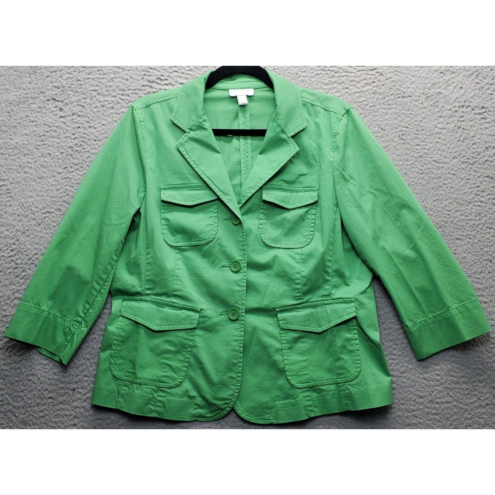 Charter Club Blazer Jacket Women's PM Green Notch Lapel Single Breasted Formal